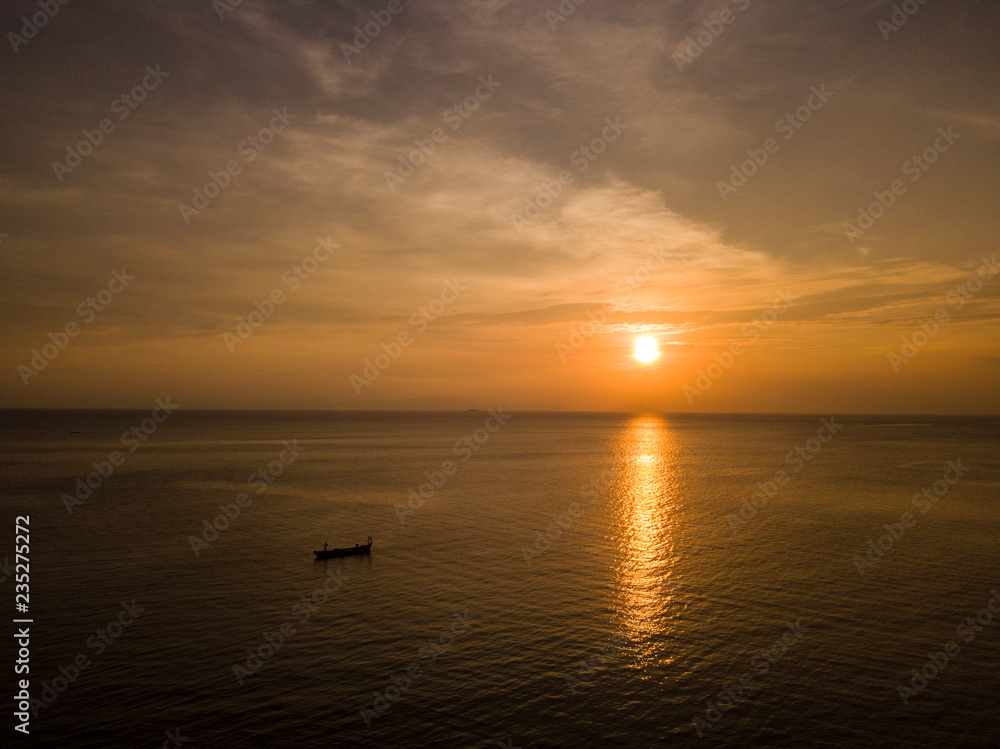 Natural Sunset Sunrise Over Field Or Meadow. Bright Dramatic Sky And Dark Ground. Countryside Landscape Under Scenic