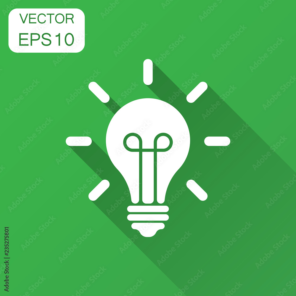 Light bulb icon in flat style. Lightbulb vector illustration with long shadow. Lamp idea business concept. Light bulb icon in flat style. Lightbulb vector illustration with long shadow. Lamp idea business concept.