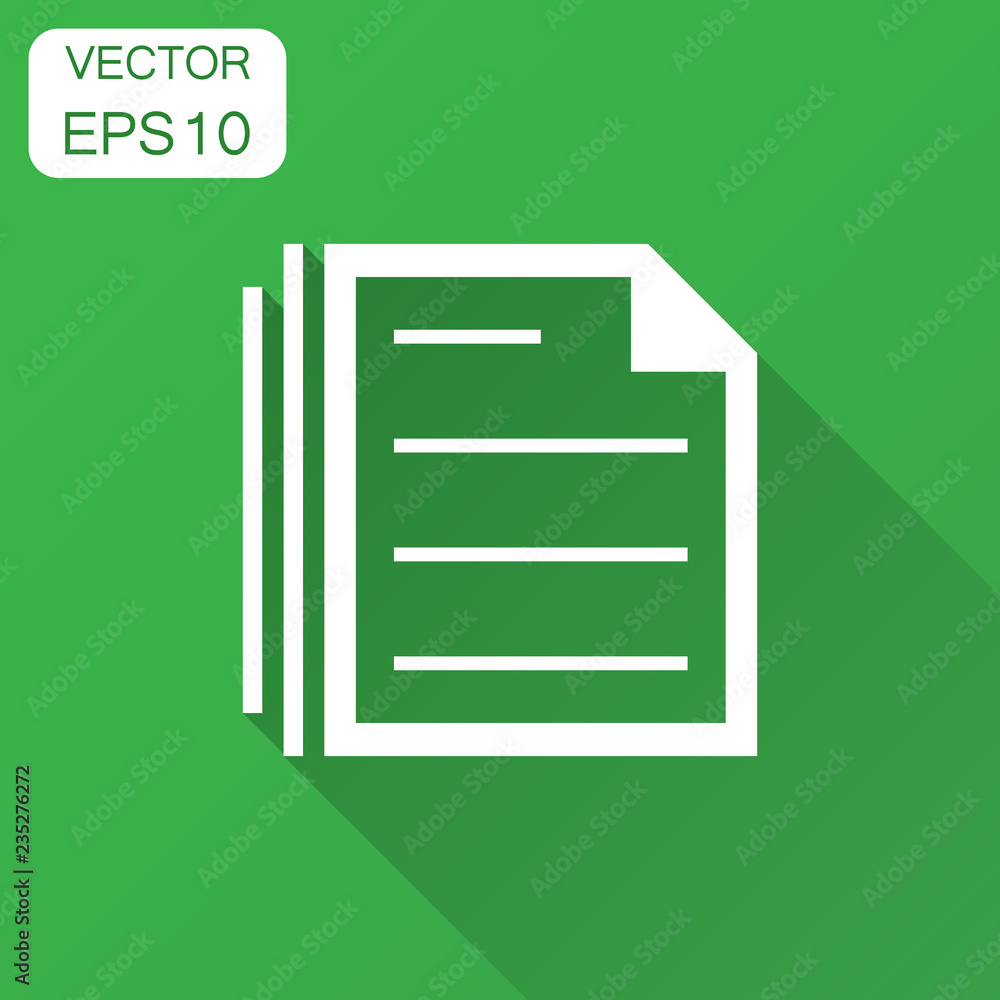 Document note icon in flat style. Paper sheet vector illustration with long shadow. Notepad document business concept. Document note icon in flat style. Paper sheet vector illustration with long shadow. Notepad document business concept.