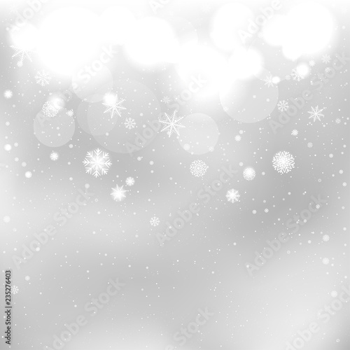 Magic snowfall on gray background