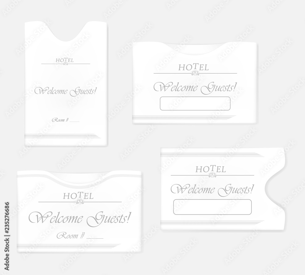White hotel key card holder set keycard sleeves, vector template White hotel key card holder set keycard sleeves, vector template