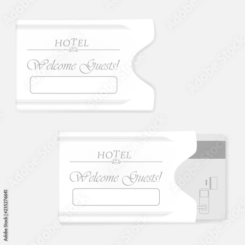 Hotel magnetic stripe key card horizontal sleeve holder, vector template