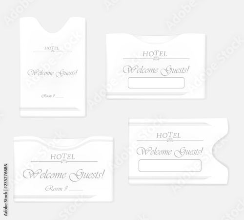 White hotel key card holder set -  keycard sleeves, vector template