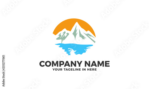 Beach Mountain landscape Logo Template