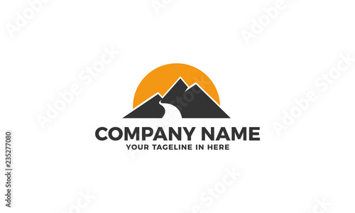 Road Mountain landscape Logo Template