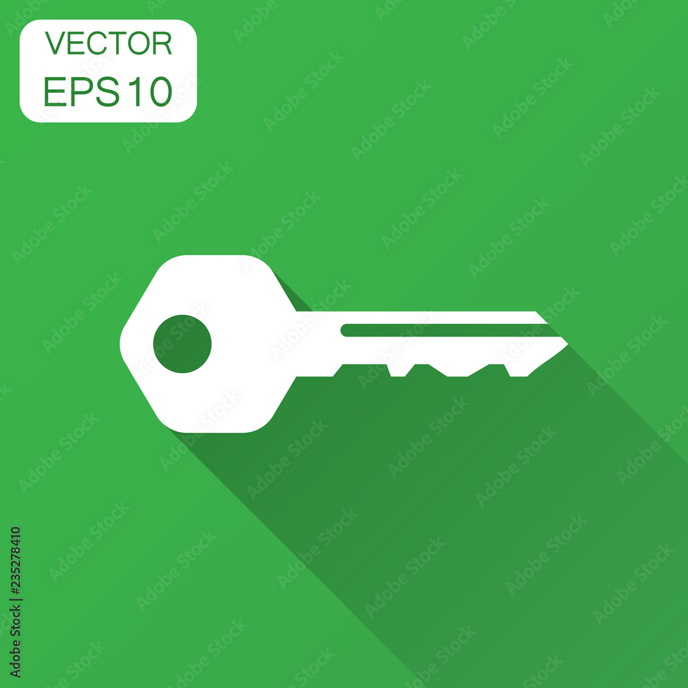 Key icon in flat style. Access login vector illustration with long shadow. Password key business concept. Key icon in flat style. Access login vector illustration with long shadow. Password key business concept.