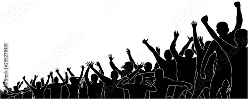 Crowd of sports fans.Crowd of people in the stadium. Cheerful audience. Concert party. Silhouette vector