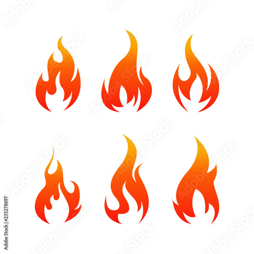 Isolated fire set. Flame vector set