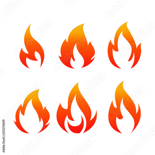 Isolated fire set. Flame vector set