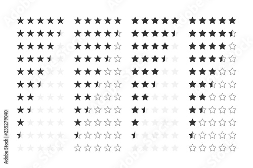 Vector image set of rating stars.