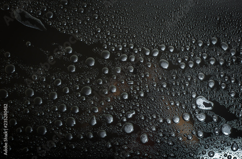 Water droplets on black background