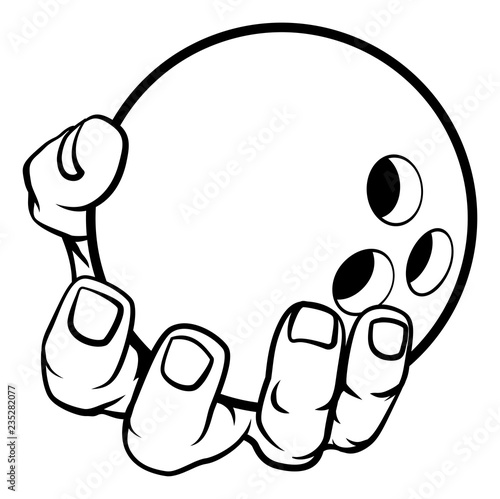 A strong hand holding a bowling ball. Sports graphic