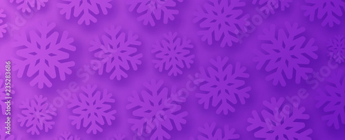 Purple winter banner with snowflakes for seasonal  Christmas and New Year decoration.