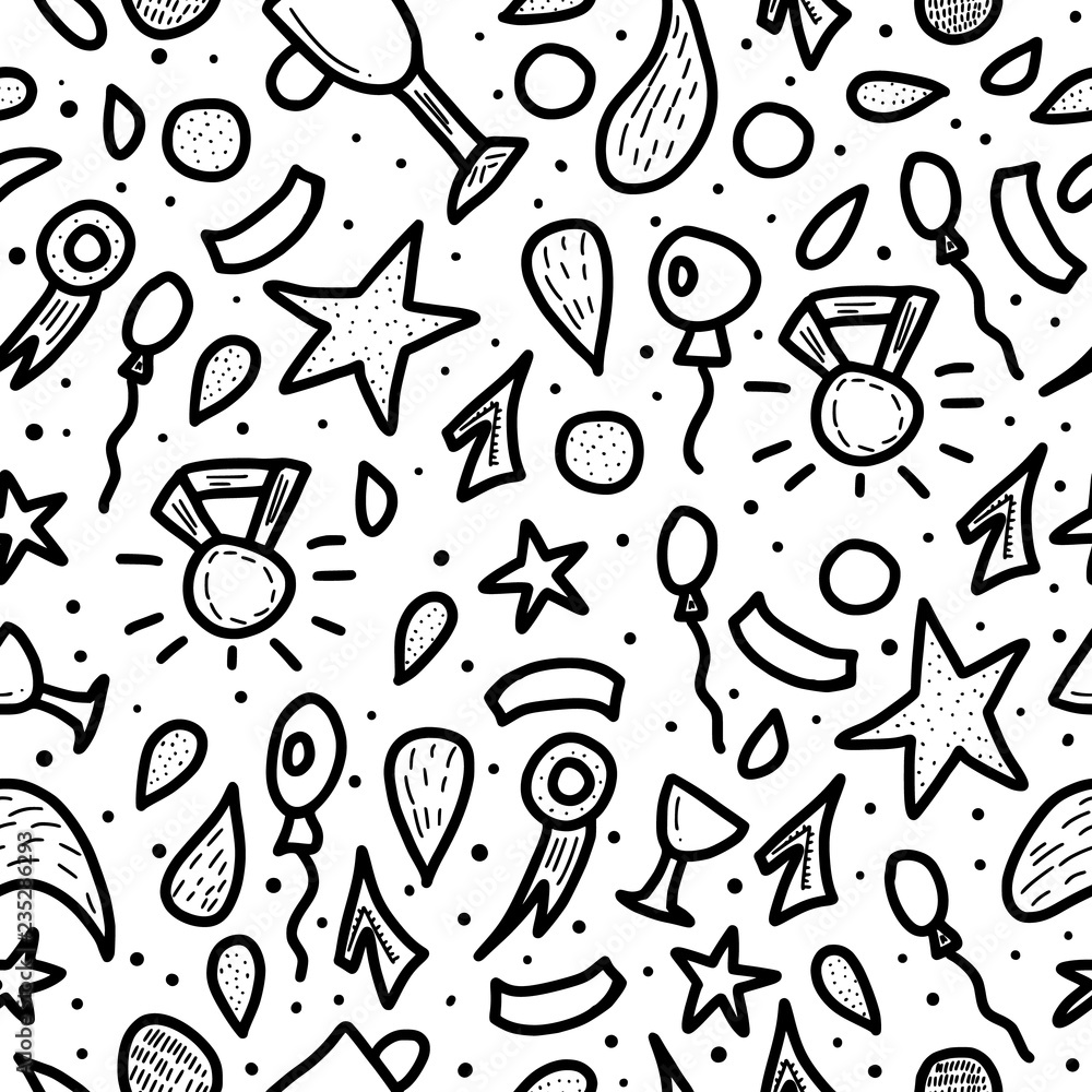 Winner sketch seamless pattern. Vector quote.