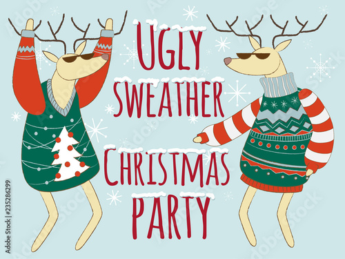 Ugly sweather christmas party illustration, Christmas sweater