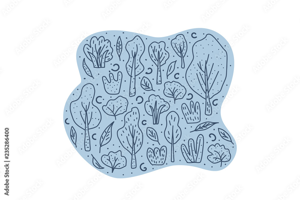 Trees and bushes vector set for social media design. Trees and bushes vector set for social media design.
