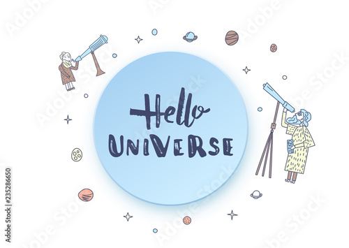 Vector quote of Hello Universe with decoration.