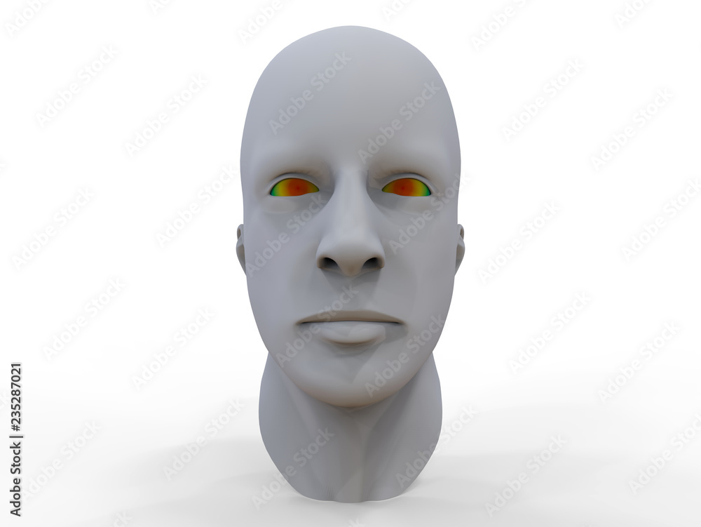 3D render - human face with rainbow colored eyes 3D render - human face with rainbow colored eyes