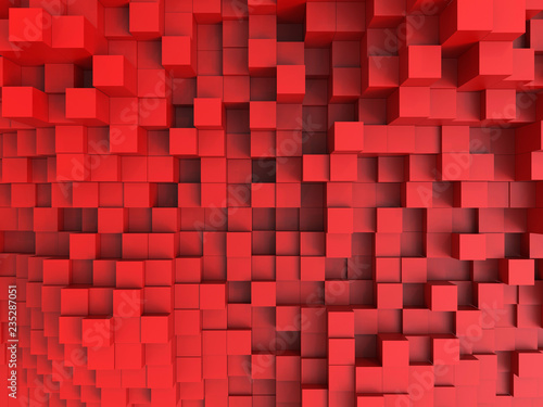 3D render - red cubes abstract background