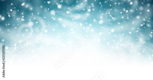 Abstract shiny winter banner with snow, wind and blizzard.