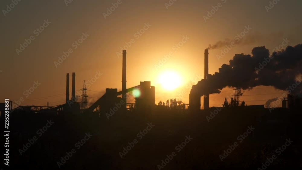 Factory pipe polluting air. Environmental problems Factory pipe polluting air. Environmental problems