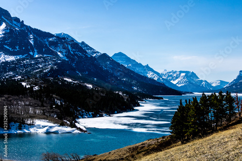 Winter still has a slight hold on the Upper Waterton Lake, Waterton Lakes National Park, Alberta, Canada