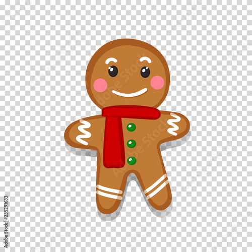 Vector illustration of an isolated gingerbread man on transparent background.