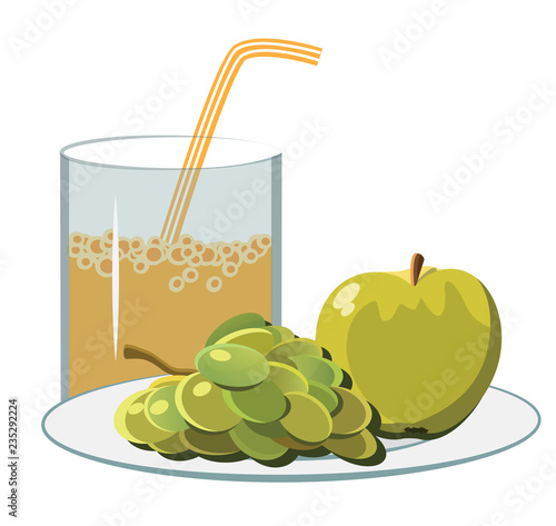 fruit juice in a glass with a straw