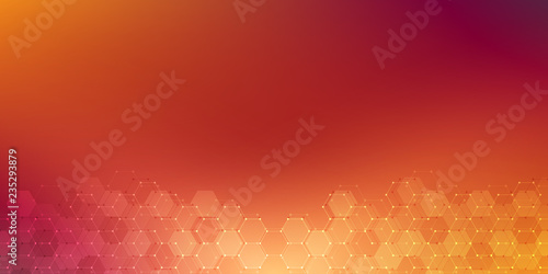 Abstract technology background with hexagons pattern. Hi-tech digital background. Vector illustration for technological or scientific modern design.