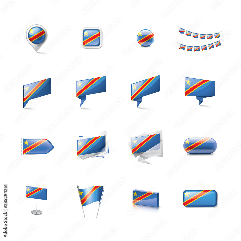 Democratic Republic of the Congo flag, vector illustration on a white background Democratic Republic of the Congo flag, vector illustration on a white background