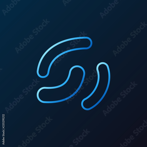 Lactobacillus Probiotics vector outline blue icon or design element on dark background