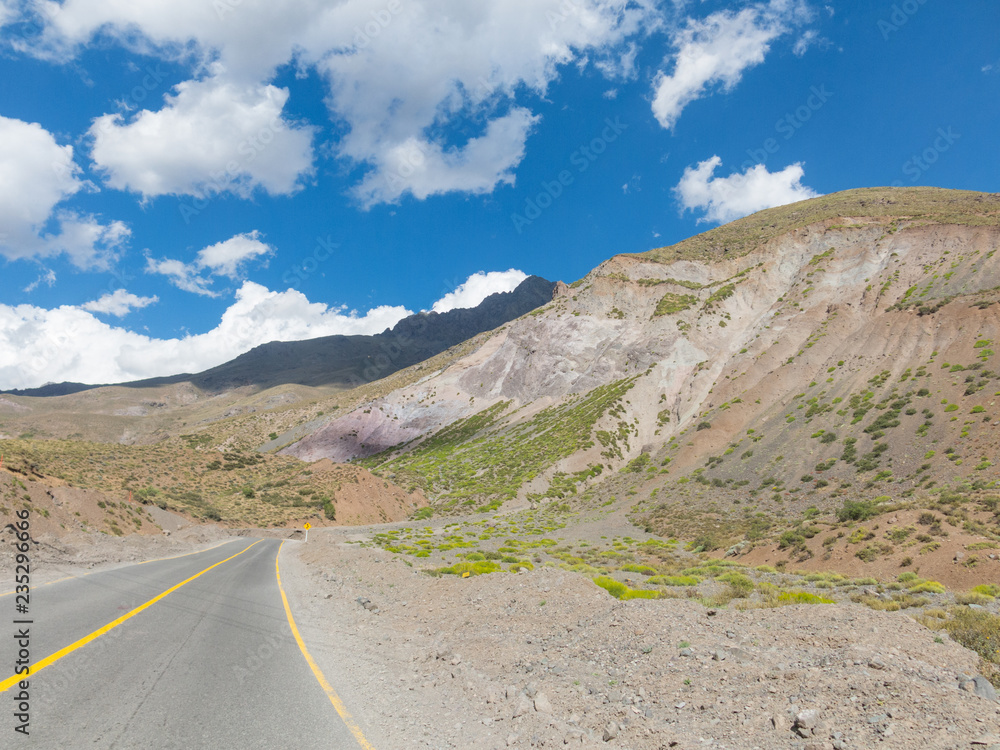 Road that runs through the Cajon del Maipo in the province of Chile, Chile Road that runs through the Cajon del Maipo in the province of Chile, Chile