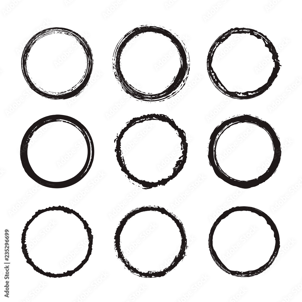 Black vector grunge round frame with rough edges isolated on white background Black vector grunge round frame with rough edges isolated on white background