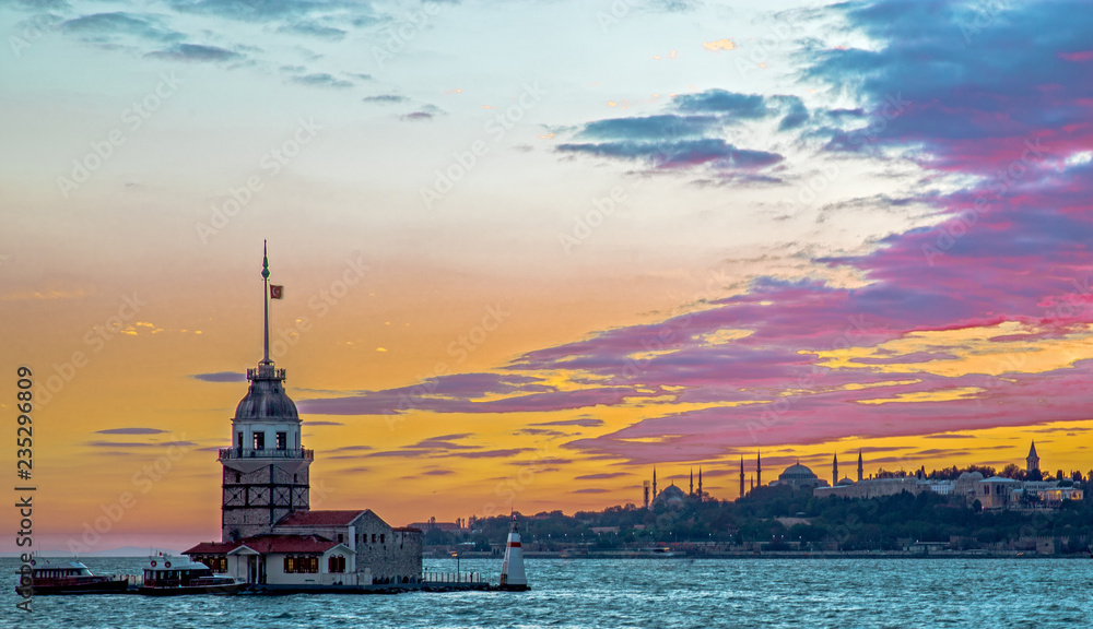 the Maiden's Tower is a symbol of Istanbul, Turkey. 