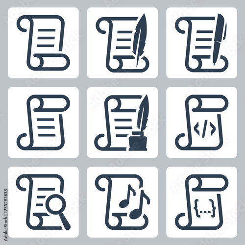 Paper scroll vector icon set