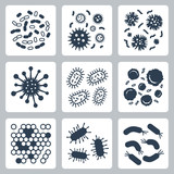 Vector bacteria, microbes icon set