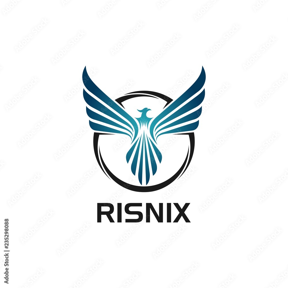 Modern phoenix in blue for logo icon template Modern phoenix in blue for logo icon template