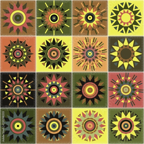 quilt patchwork background with mandala ethnic style