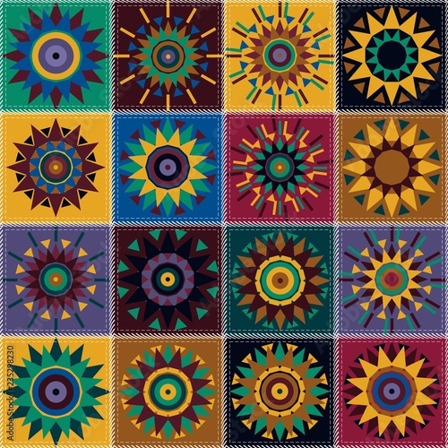 quilt patchwork background with mandala ethnic style