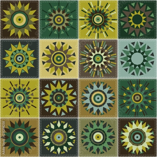 quilt patchwork background with mandala ethnic style