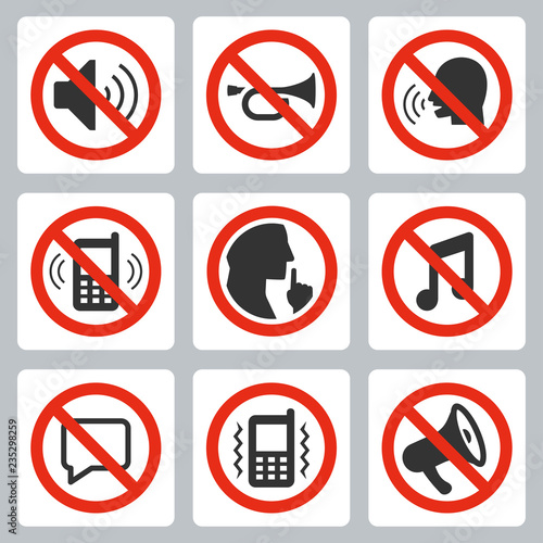 Vector icon set of keep silence symbols