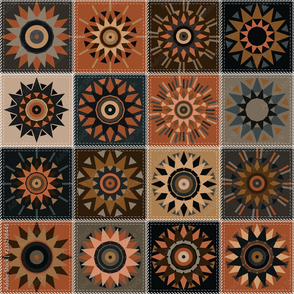 quilt patchwork background with mandala ethnic style quilt patchwork background with mandala ethnic style