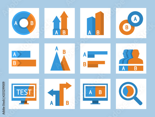 A/B split testing and comparison icon set