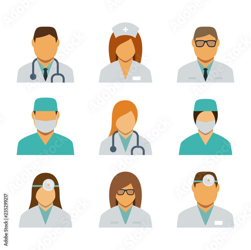 Set of  avatar icons for medical staff