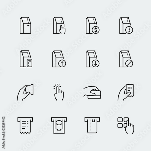 Self-service terminals icon set in thin line style