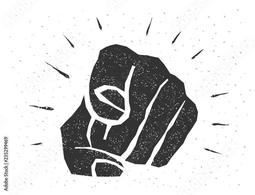 Retro human hand with the finger pointing towards viewer