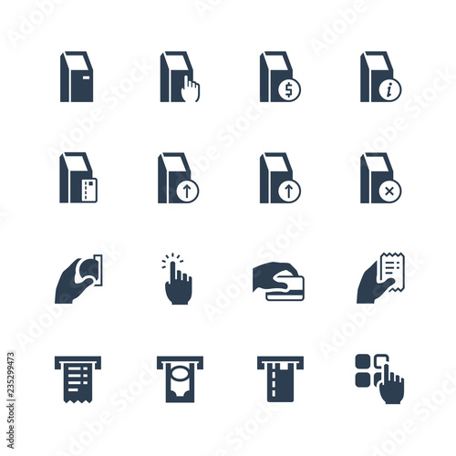 Self-service terminals vector icon set