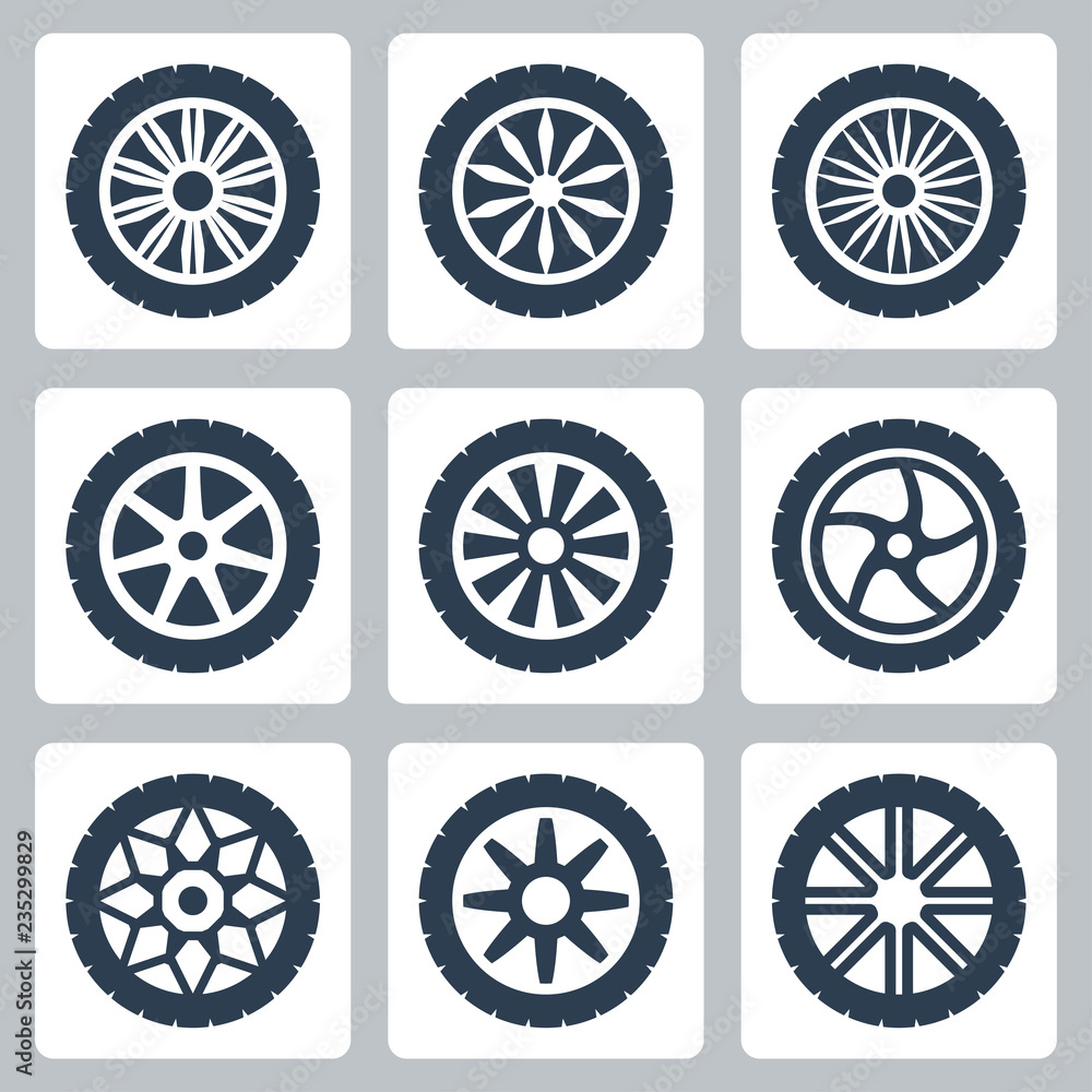 Wheel disk vector icon set