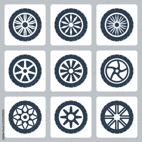 Wheel disk vector icon set
