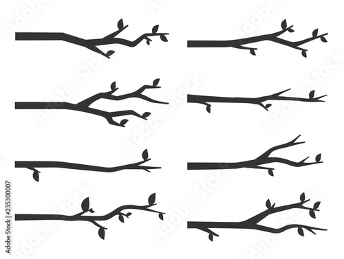 Tree branch silhouettes vector set